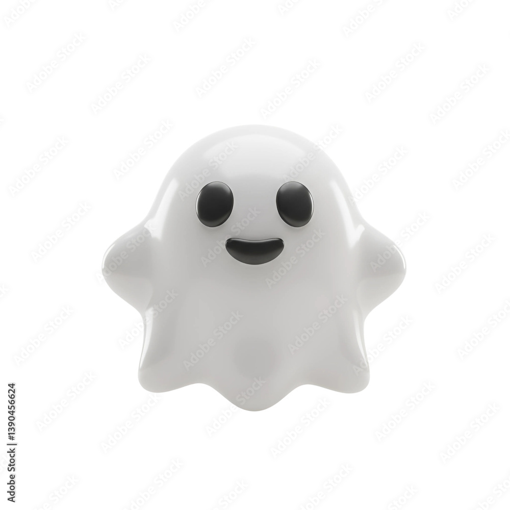 A Cute Ghost, 3d rendering icon, isolated on white background, cartoon plastic style A Cute Ghost, 3d rendering icon, isolated on white background, cartoon plastic style