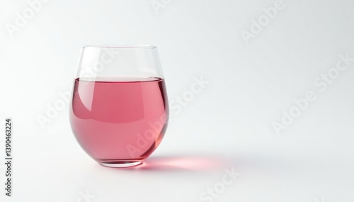 Single glass of red wine on pure white backdrop , wine bottle, wine