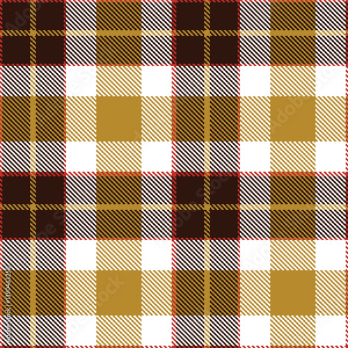Contemporary Fire scarlet & Sandy dark brown Seamless Tartan Fabric Design