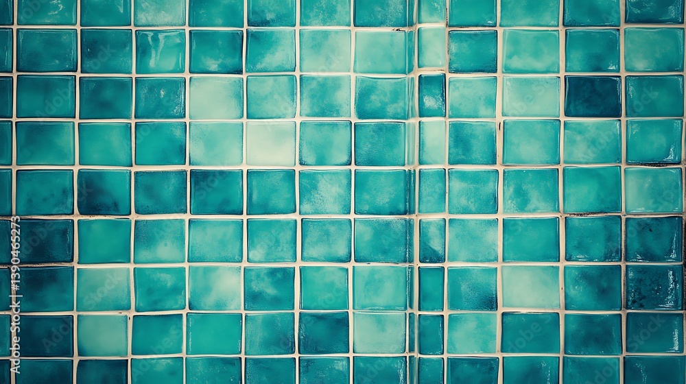 Teal square mosaic tile wall texture. Teal square mosaic tile wall texture.