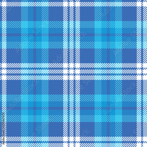 Contemporary Seamless Tartan featuring Dark medium blue and Soft white Fabric Design