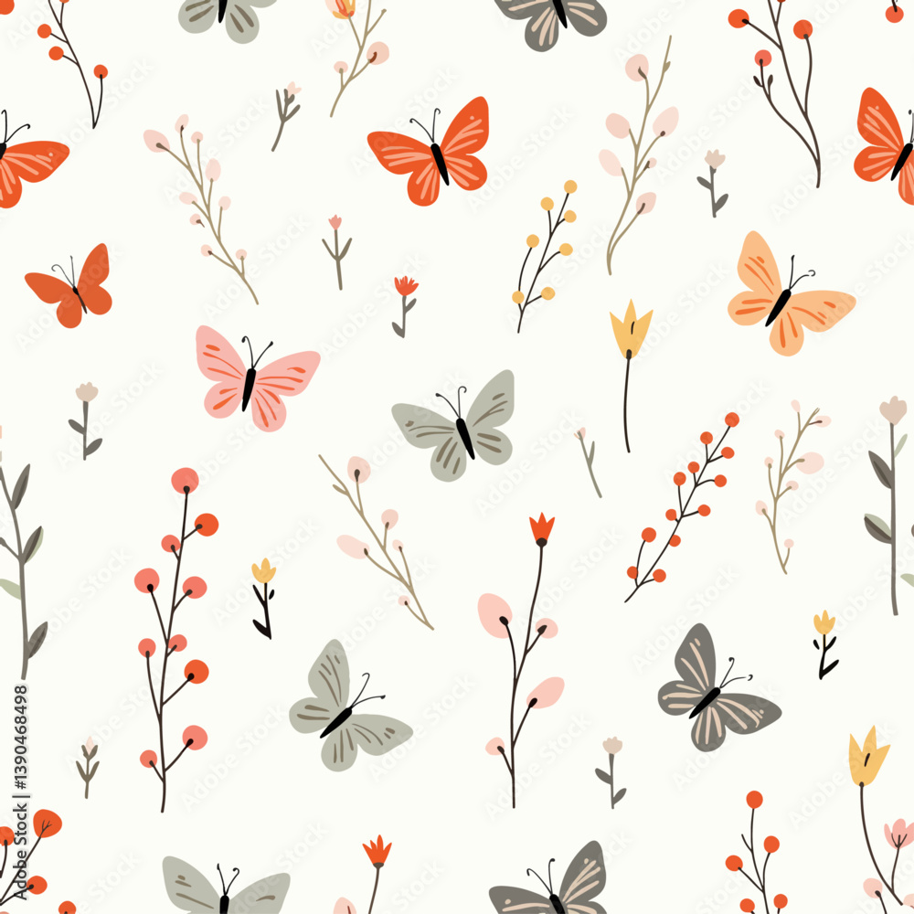 Obraz premium Seamless pattern with butterflies
