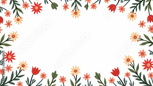 frame of flowers, Flowers color seamless Pattern in Scandinavian, seamless background with flowers