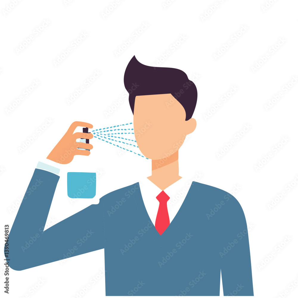Vector Illustration of Man Spraying Facial Mist for Skincare
Vector Illustration of Man Spraying Facial Mist for Skincare