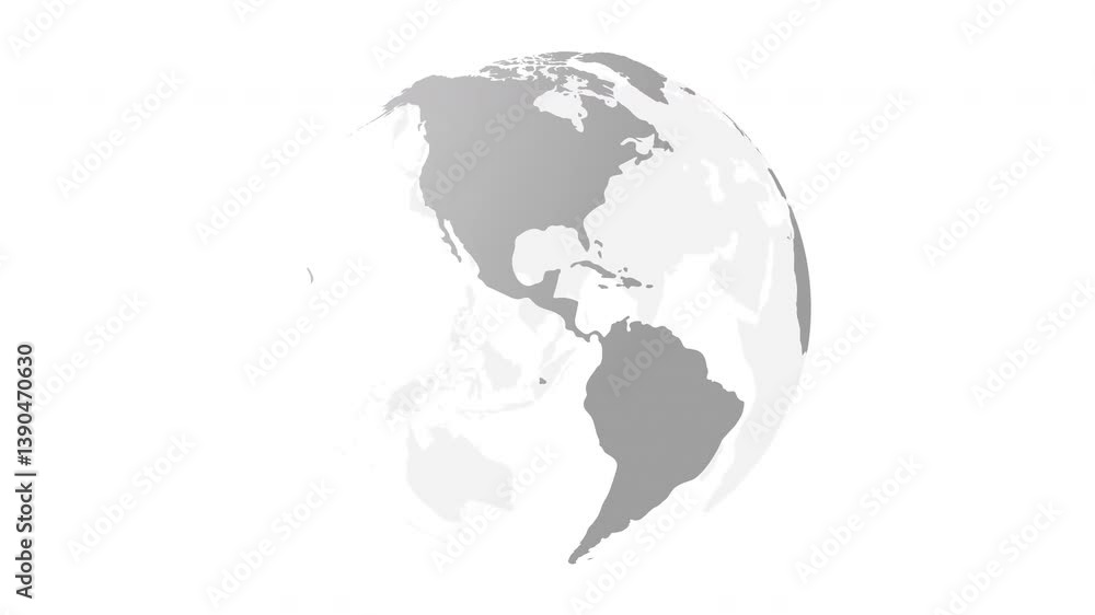 2D animation of abstract gray planet Earth isolated on a white background. Suitable for educational, business films, modern explainers, or infographics