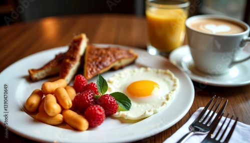 Wallpaper Mural Gourmet English Breakfast with Coffee, Eggs, Bacon and Fresh Berries Torontodigital.ca