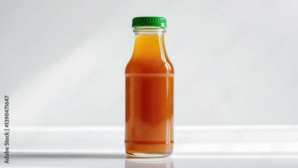 Small bottle of apple juice on a white background, isolated. Small bottle of apple juice on a white background, isolated.