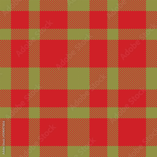 Highland drab and Neon red Seamless Tartan Fabric Design
