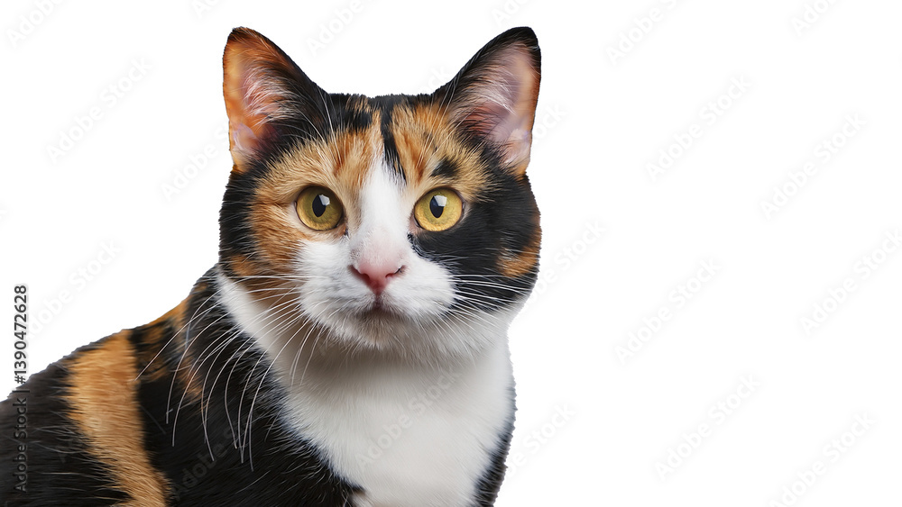 Curious Calico Cat Peeking with Big Eyes on Transparent Background Curious Calico Cat Peeking with Big Eyes on Transparent Background