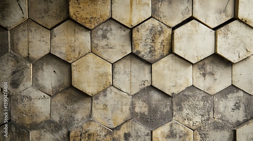 Textured hexagon tile wall pattern.