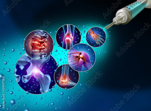 Regenerative Joint pain Medicine and Stem cell treatment or DNA biotechnology medication to repair joints and stop degenerative aging as a multicellular embryonic cellular therapy.