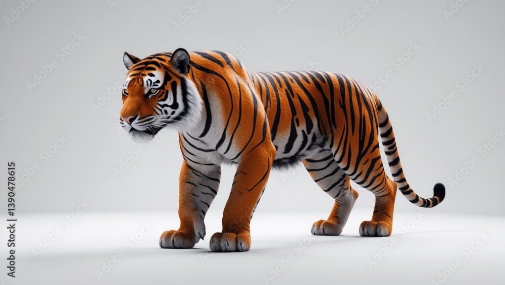 Fototapeta premium Side profile of a Tiger moving away