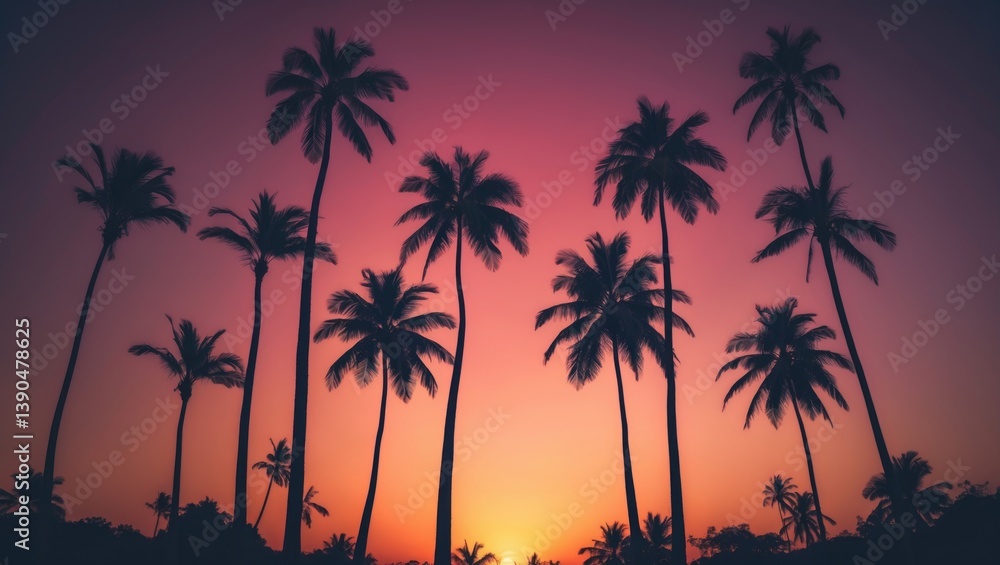Silhouette of palm trees on the beach. Silhouette of palm trees on the beach.