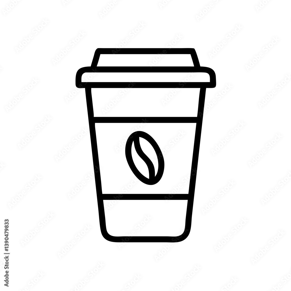 Coffee cup outline icon on white background Coffee cup outline icon on white background