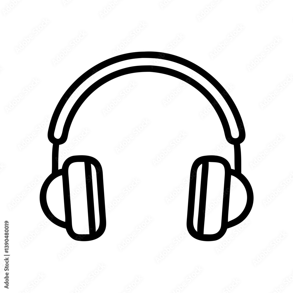 Headphones icon in minimalist black and white design Headphones icon in minimalist black and white design