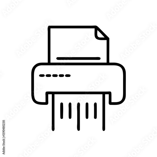 Paper shredder icon with paper being shredded