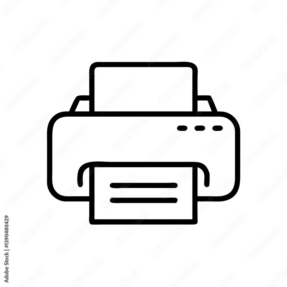 Printer icon printing document on white background Printer icon printing document on white background
