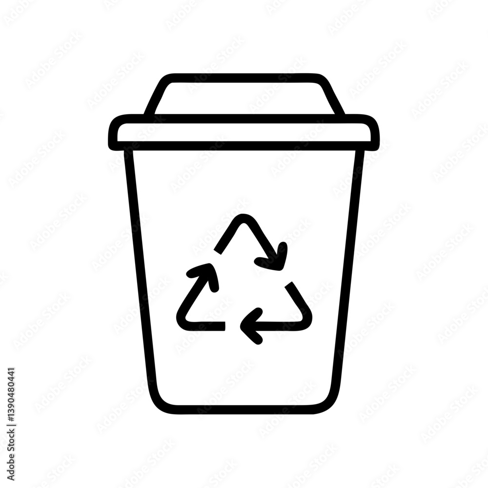 Recycling bin icon with recycling symbol on white background Recycling bin icon with recycling symbol on white background