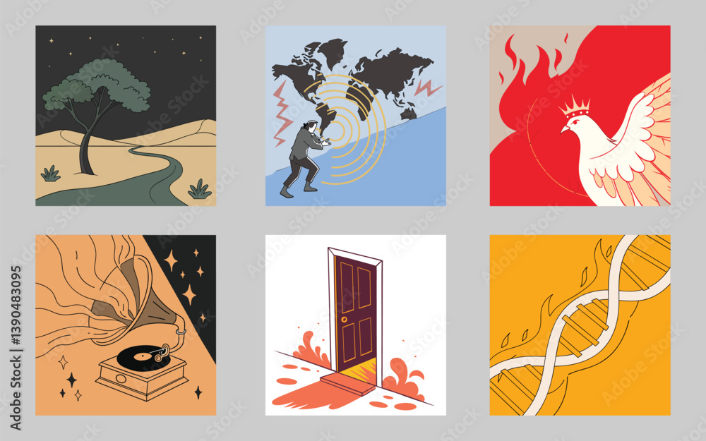 Obraz premium Abstract vector art set illustration for banner design