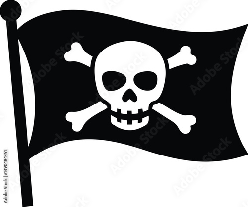 pirate flag with a skull and crossbones silhouette, skull and crossbones flag silhouette 