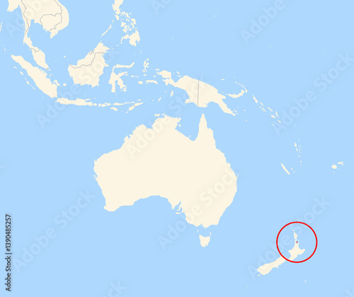 Location Map of Waiheke Island (New Zealand). The island is highlighted with a red circle. No labels at all.