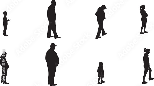 Silhouettes of People in Various Poses