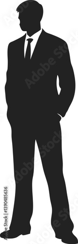 Silhouette of Person in Suit and Tie