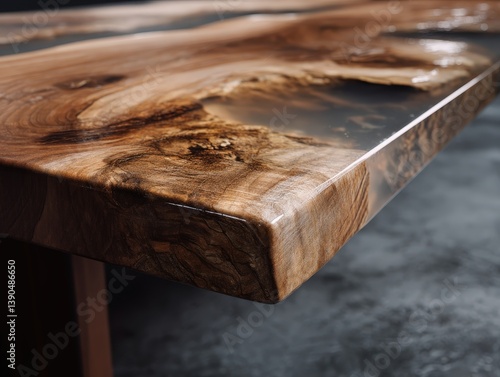 Smooth wooden table with po...