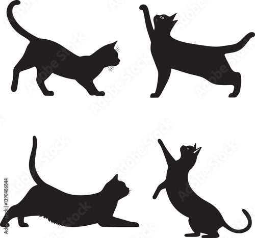 Cat Stretching on hind Legs silhouette