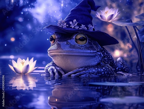 Whimsical frog adorned with...