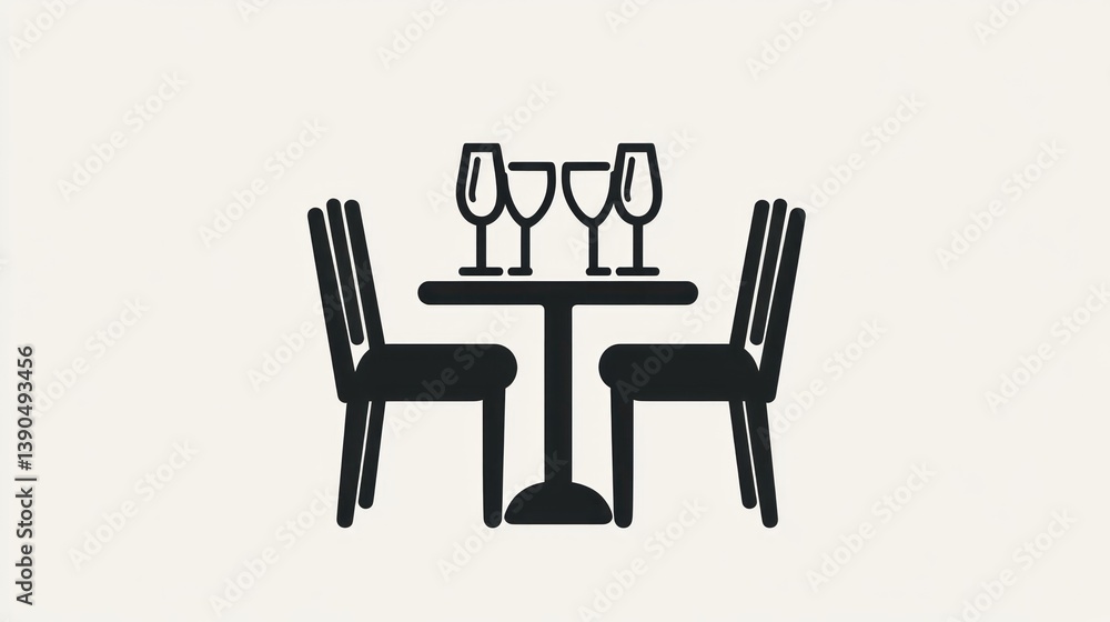 Restaurant Table and Chairs. Illustration of dining setting. Suitable for restaurant menus or interior design projects Restaurant Table and Chairs. Illustration of dining setting. Suitable for restaurant menus or interior design projects