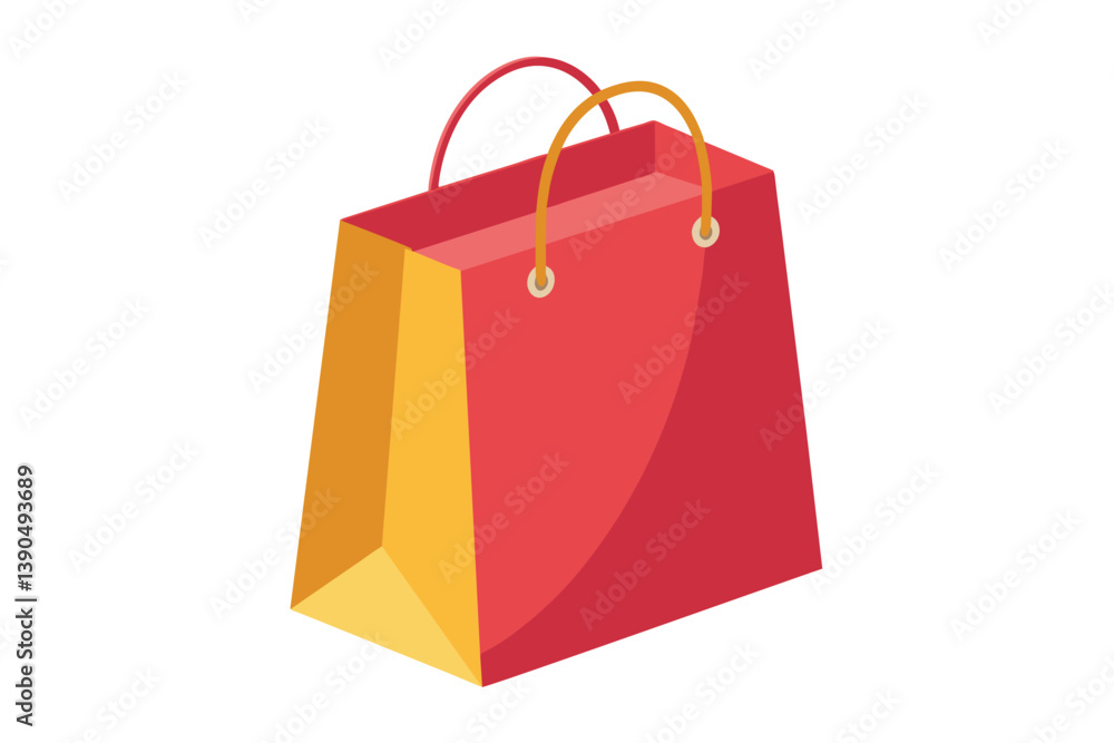 A vibrant shopping bag features a striking design with red and yellow colors and two sturdy handles, perfect for carrying goods during shopping trips. A vibrant shopping bag features a striking design with red and yellow colors and two sturdy handles, perfect for carrying goods during shopping trips.
