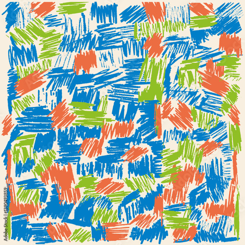 Illustration Dessin Abstrait Lignes, Gribouillis, Pop Design, Couleurs multiples, Fait main, Entrelacs, Carnet de Notes Vecteur