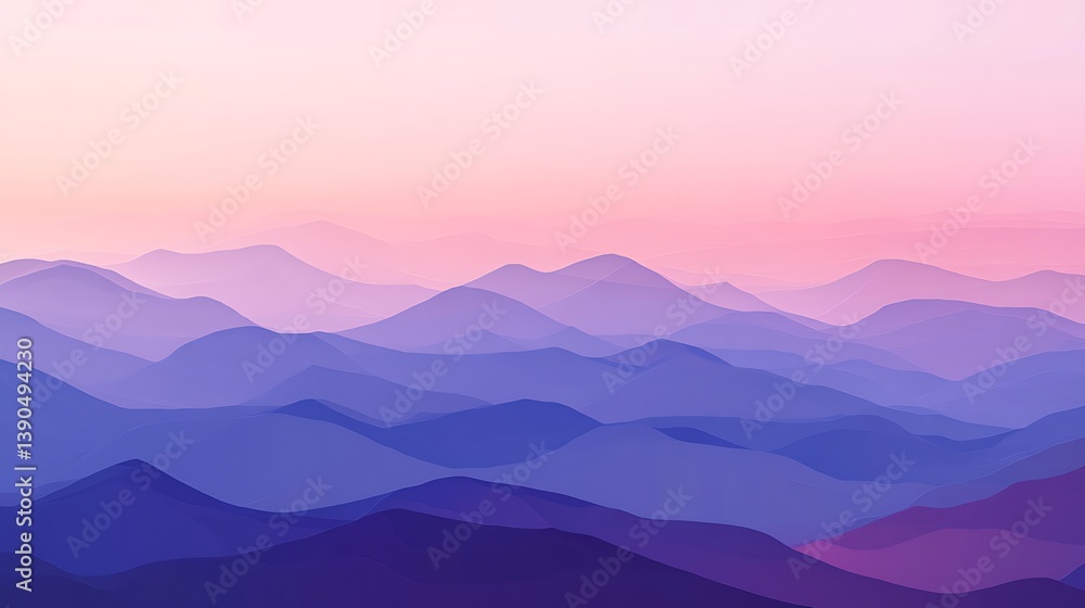 Obraz premium Serene purple and pink mountain range at sunset.
