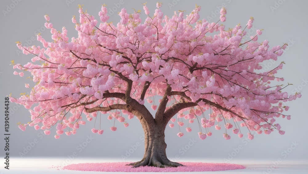 Obraz premium Sour cherry tree standing alone on a white background.