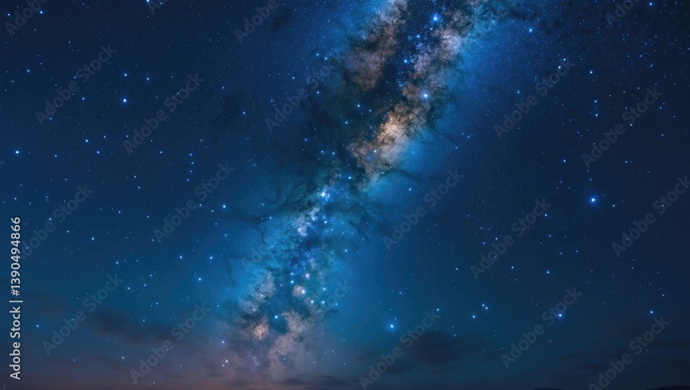 Fototapeta premium blue starry sky background featuring stars at dark night