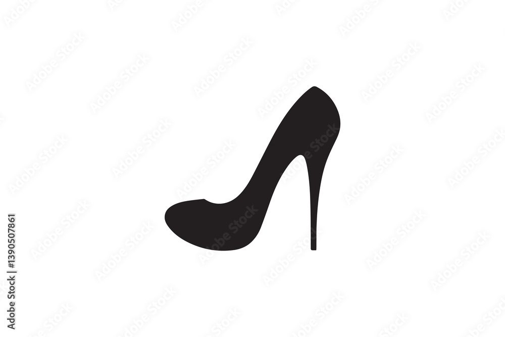 Symbol of simple high heel silhouette in a simple, minimalist vector on a white background Symbol of simple high heel silhouette in a simple, minimalist vector on a white background