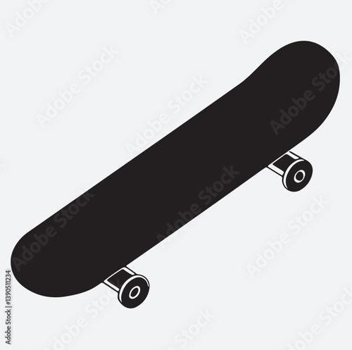 skater board silhouette vector art illustration, skateboard on white background