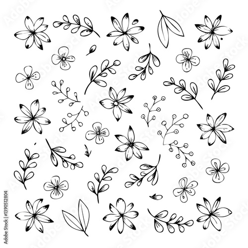 Emotional illustration with lucky four-leaf clover, lovely sunflowers and springtime cherry blossoms – a cute collection of designs with nature and happiness"
