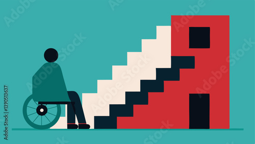 Elevator Out of Order An image showing a person in a wheelchair looking at a sign that says Elevator Out of Order next to a stairway symbolizing the barriers faced in multistory