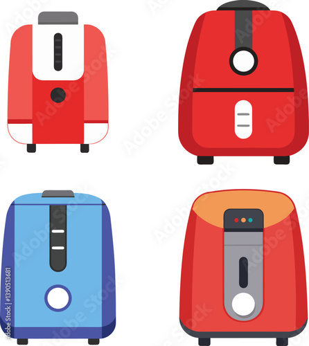 Vector illustration of a modern air fryer on a white background, clean flat design.