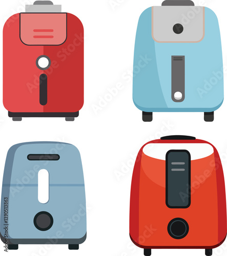 Vector illustration of a modern air fryer on a white background, clean flat design.