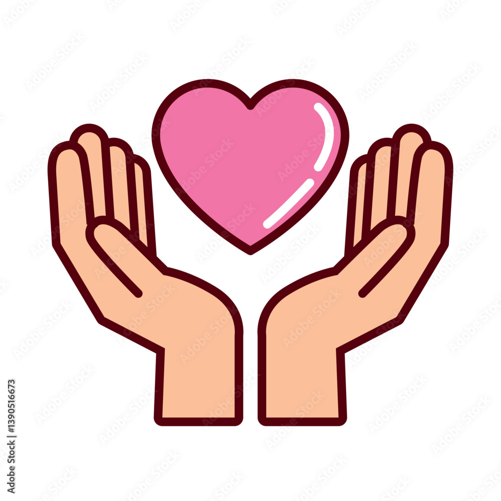 Vector Illustration of Hands Holding a Heart Symbolizing Love, Care, and Support Vector Illustration of Hands Holding a Heart Symbolizing Love, Care, and Support