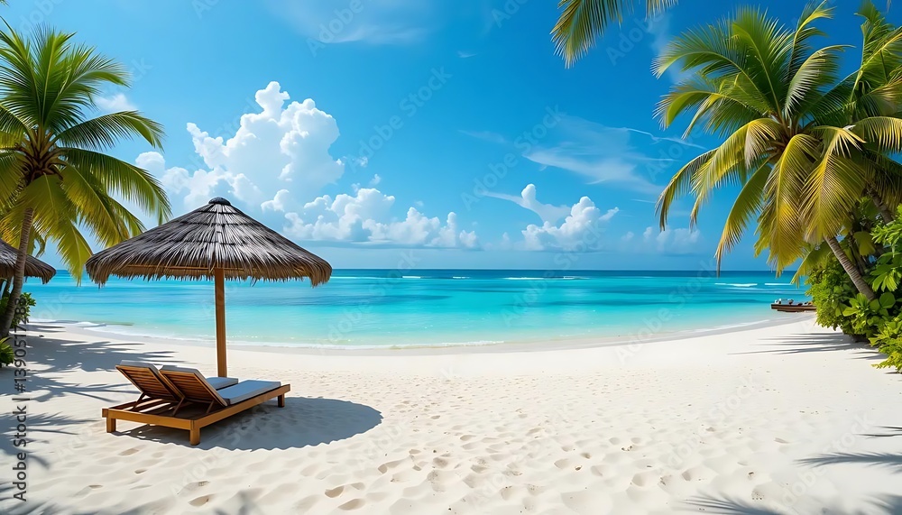 Fototapeta premium Tropical paradise, pristine white sand beach