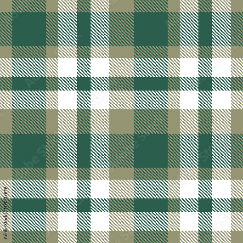 Pastel brown grey Seamless Tartan with Soft dark green blue accents Fabric Design