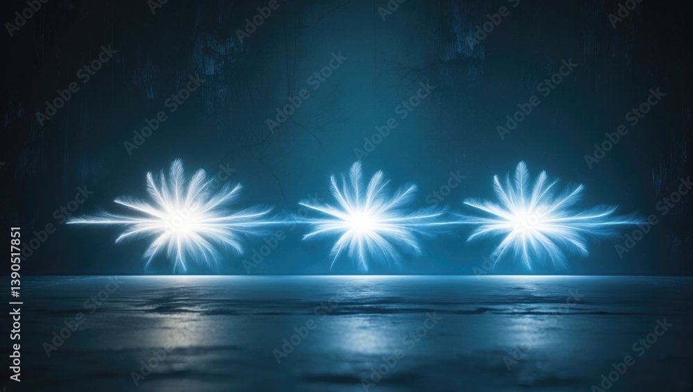 Fototapeta premium Easy to create lens flare effects for overlay designs or screen blending mode to enhance high-quality images. Collection of abstract sunburst, digital flare, iridescent glare over background.