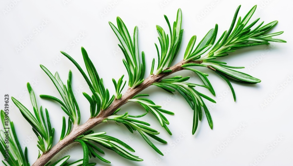 Twig of rosemary, set against a white background. Twig of rosemary, set against a white background.