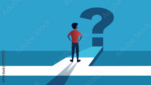 Fear of Failure A figure standing at a starting line looking nervous with a shadow of a giant question mark looming over them symbolizing anxiety about potential failure.
