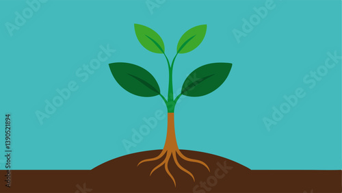 Growing Plant with Roots A plant emerging from rich soil with visible roots symbolizing personal growth resilience and the nurturing of inner strengths.