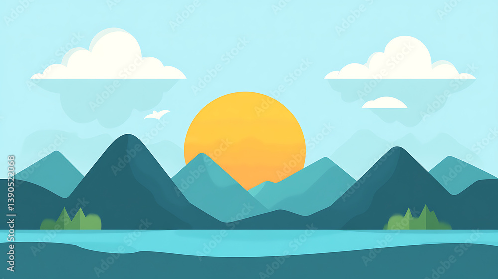 Sunrise over mountains and lake. Sunrise over mountains and lake.